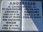 ANDERSSON Amandus -1926 & Margaret -1962 :: ANDERSSON Miriam -1940