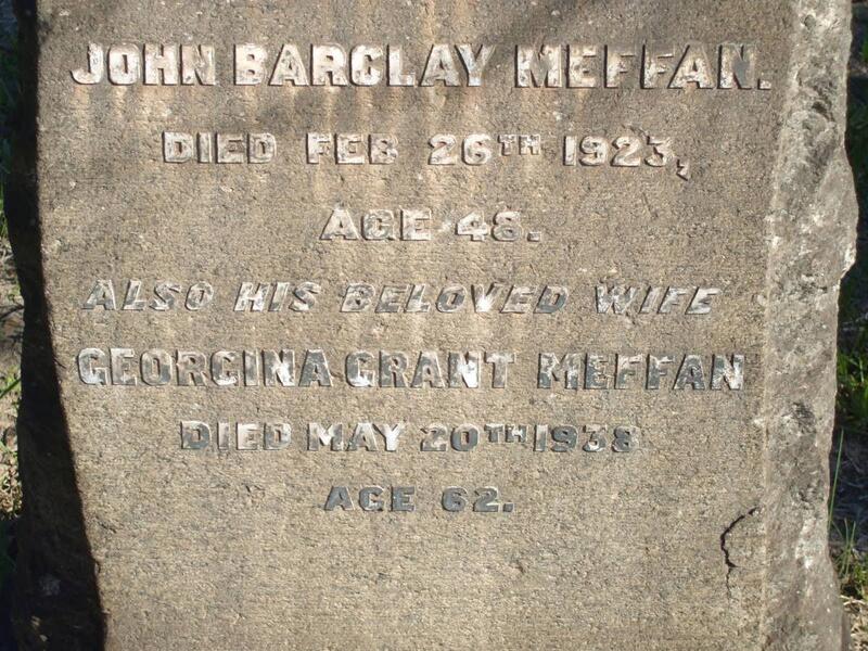 MEFFAN John Barclay -1923 & Georgina Grant -1938