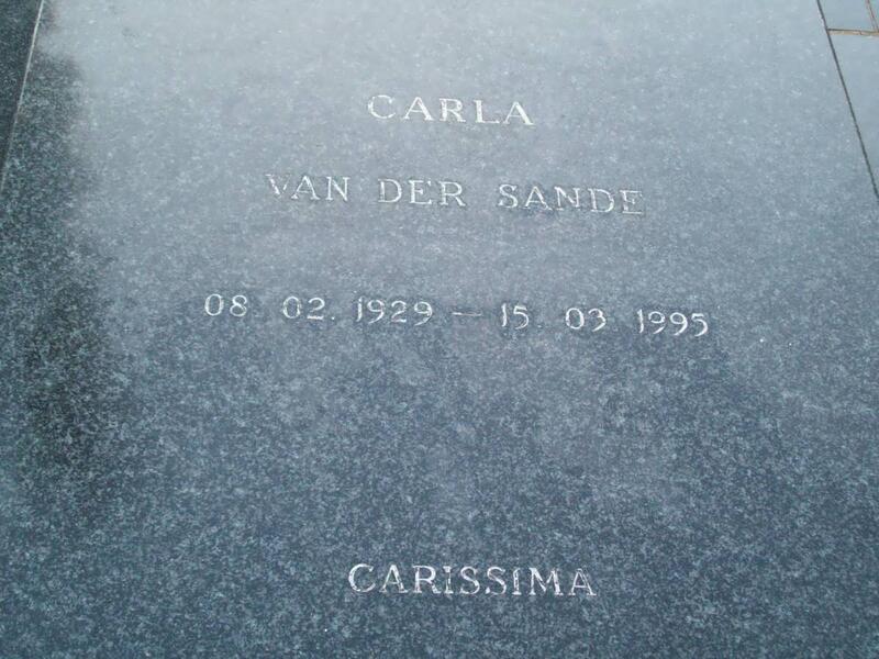SANDE Carla, van der 1929-1995