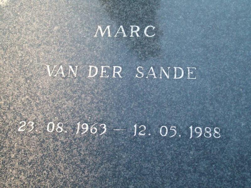 SANDE Marc, van der 1963-1988
