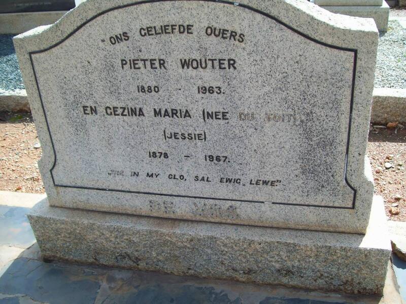 VOS Pieter Wouter, de 1880-1963 & Gezina Maria DU TOIT 1878-1967