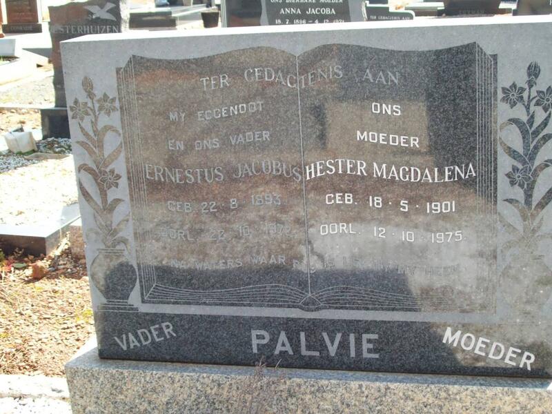 PALVIE Ernestus Jacobus 1893-1972 & Hester Magdalena 1901-1975
