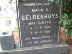 GELDENHUYS Maria D. nee ALBERTS 1930-1985