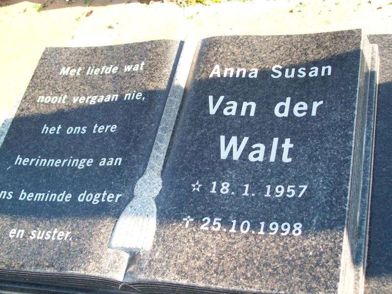 WALT Anna Susanna, van der 1957-1998