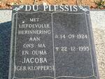 PLESSIS Jacoba, du nee KLOPPERS 1924-1995