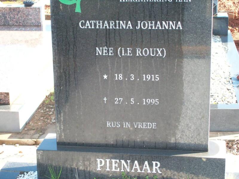 PIENAAR Catharina Johanna LE ROUX 1915-1995