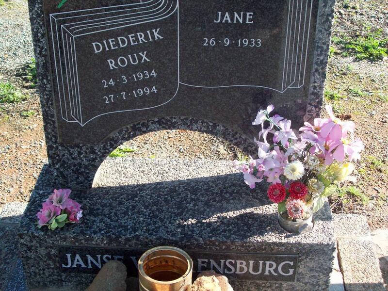 RENSBURG Diederik Roux, Janse van 1934-1994 & Jane 1933-