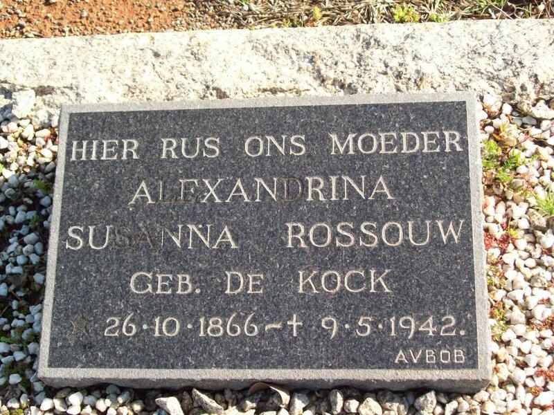 ROSSOUW Alexandrina Susanna nee DE KOCK 1866-1942