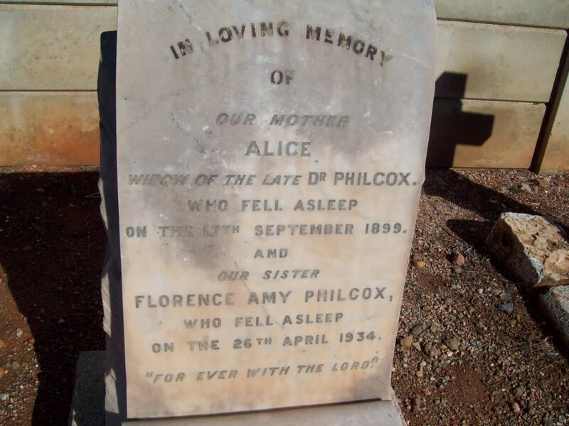 PHILCOX Alice -1899 :: PHILCOX Florence Amy -1934