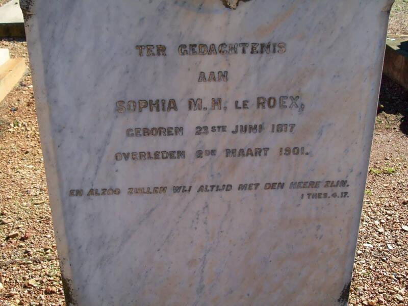 ROEX Sophia M.H., le 1817-1901