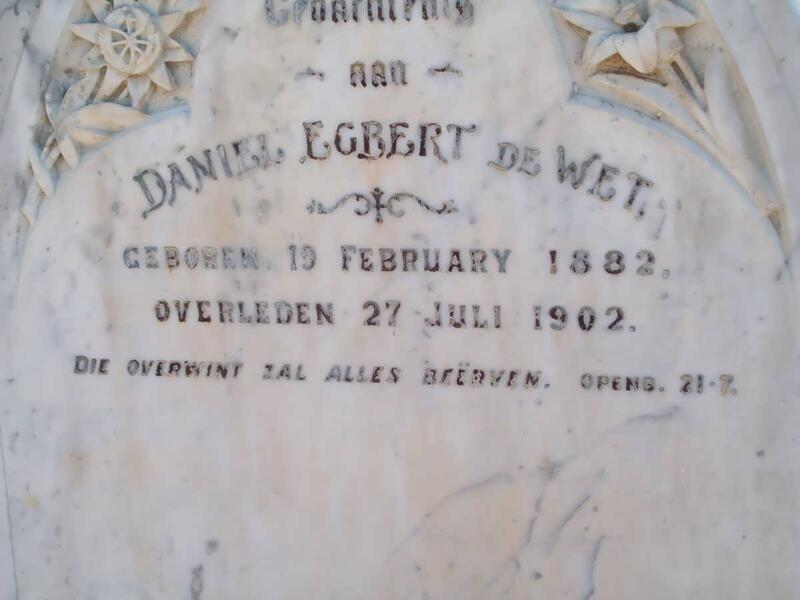 WET Daniel Egbert, de 1882-1902