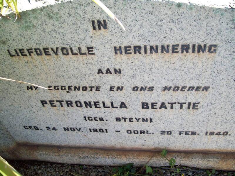 BEATTIE Petronella nee STEYN 1901-1940