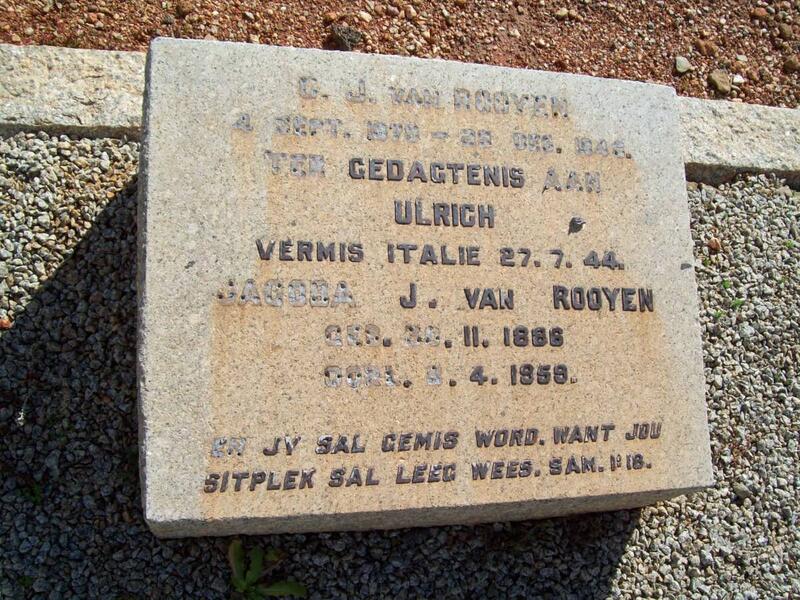 ROOYEN Ulrich, van -1944 :: ROOYEN Jacoba J., van 1886-1959