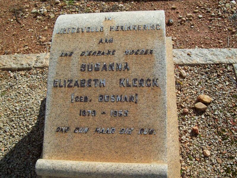 KLERCK Susanna Elizabeth nee BOSMAN 1879-1955