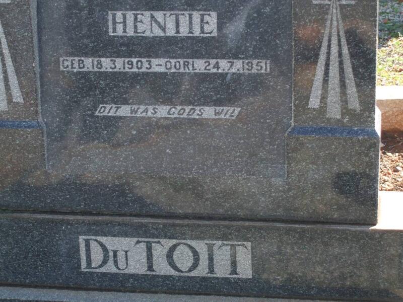TOIT Hentie, du 1903-1951