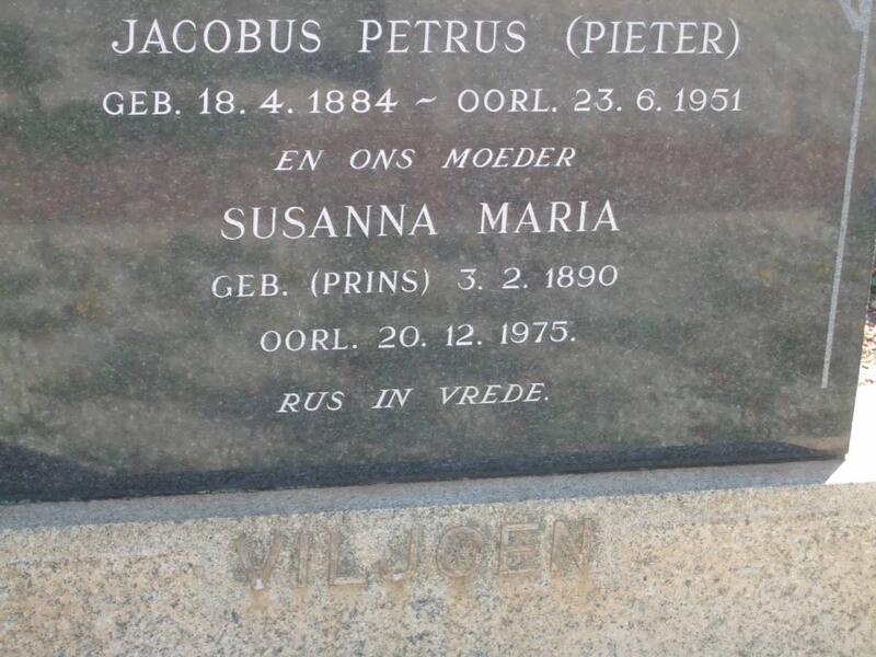 VILJOEN Jacobus Petrus 1884-1951 & Susanna Maria PRINS 1890-1975