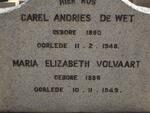 WET Carel Andries, de 1880-1948 :: VOLVAART Maria Elizabeth 1886-1949