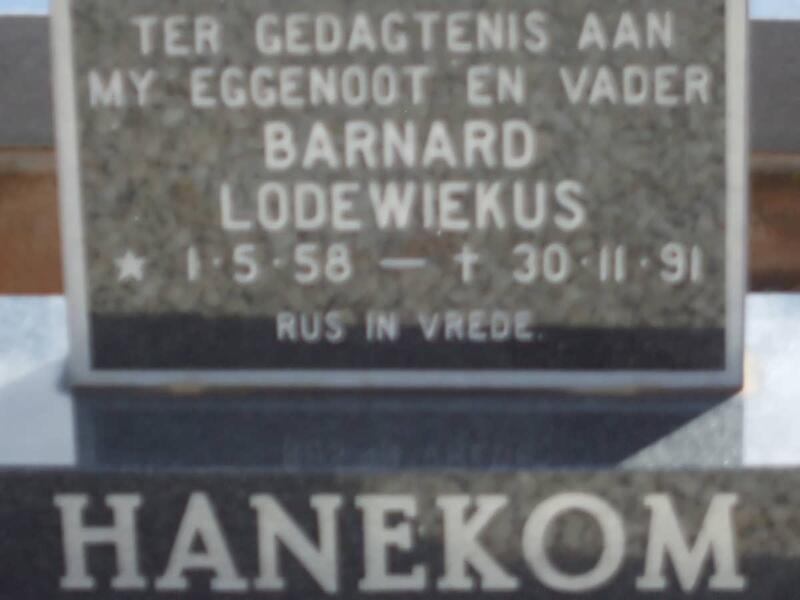HANEKOM Barnard Lodewiekus 1958-1991