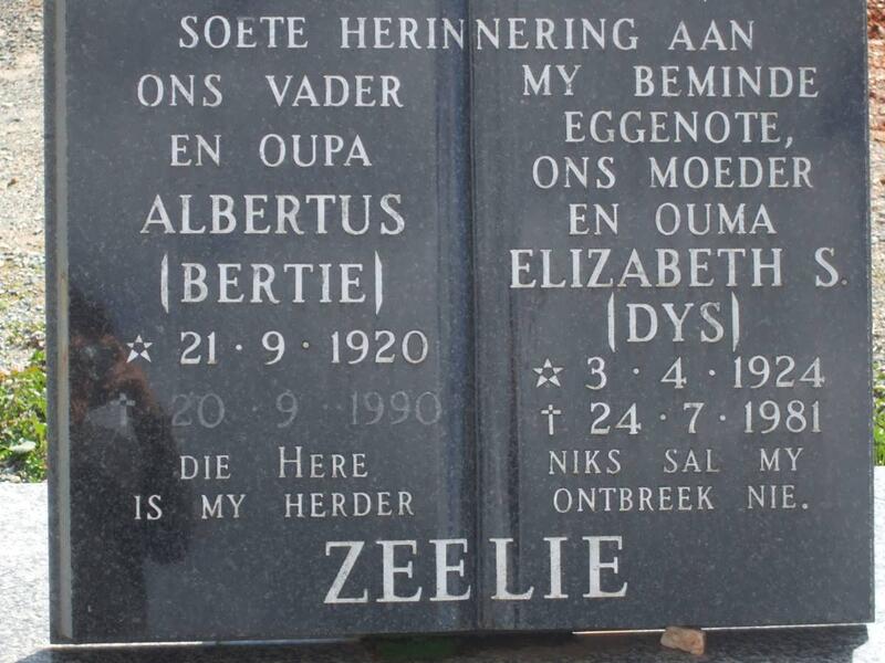 ZEELIE Albertus 1920-1990 & Elizabeth S. 1924-1981