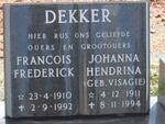 DEKKER Francois Frederick 1910-1992 & Johanna Hendrina VISAGIE 1911-1994