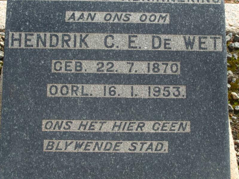 WET Hendrik C.E., de 1870-1953