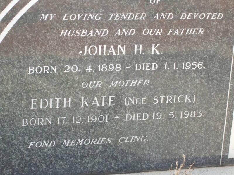 ? Johan H.K. 1898-1956 & Edith Kate STRICK 1901-1983