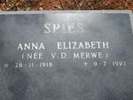 SPIES Anna Elizabeth nee V.D. MERWE 1918-1992