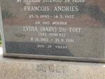 WET Francois Andries, de 1885-1957 & Lydia JOUBERT 1913-1981