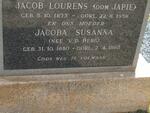 WET Jacob Lourens, de 1873-1958 & Jacoba Susanna V.D. BERG 1880-1965