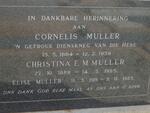 MULLER Cornelis 1884-1959 & Christina E.M. 1888-1985 :: MULLER Elise 1919-1985