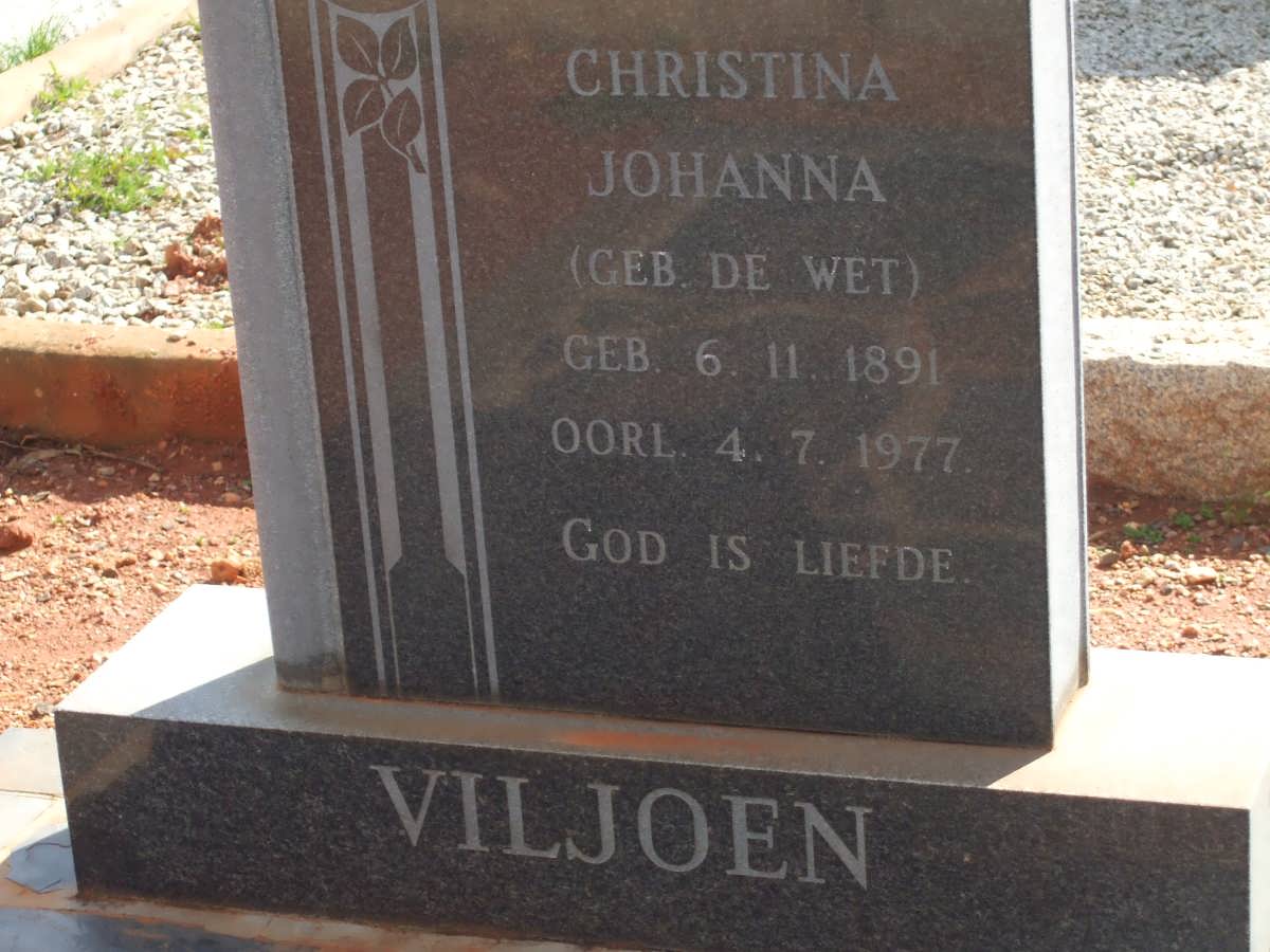 VILJOEN Christina Johanna DE WET 1891-1977