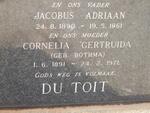 TOIT Jacobus Adriaan, du 1890-1961 & Cornelia Gertruida BOTHMA 1891-1971
