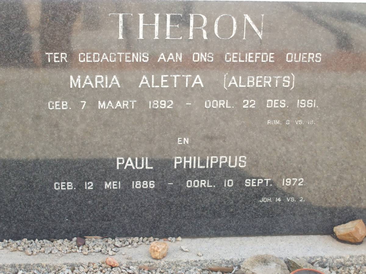 THERON Paul Philippus 1886-1972 & Maria Aletta ALBERTS 1892-1961