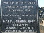 ROUX Willem Petrus -1919 & Maria Johanna KLOPPER 1878-1968