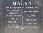 MALAN Floris Albertus 1916-2000 & Maria Elizabeth 1921-1993