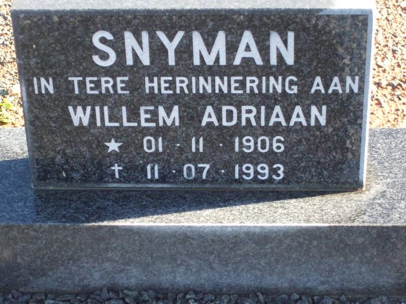 SNYMAN Willem Adriaan 1906-1993
