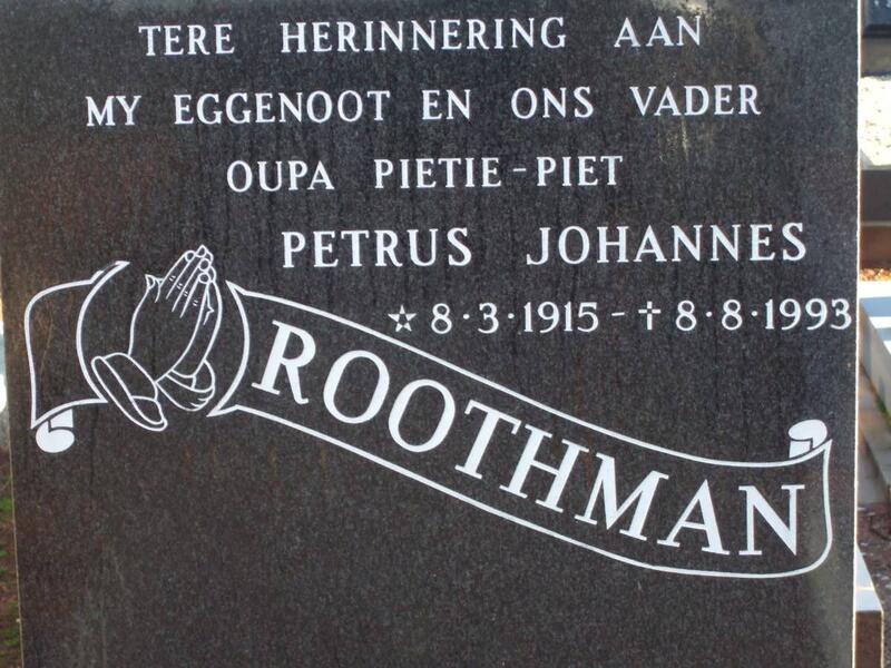 ROOTHMAN Petrus Johannes 1915-1993