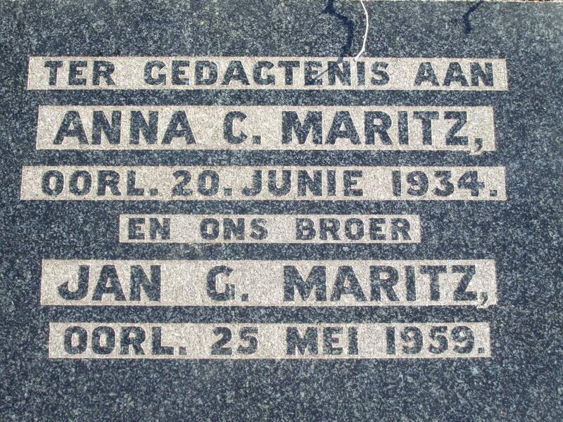 MARITZ Jan G. -1959 & Anna C. -1934