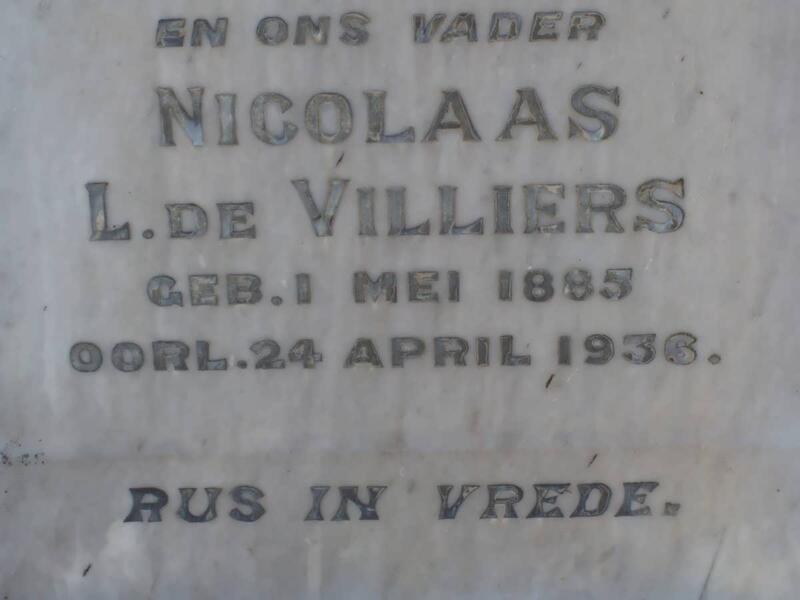 VILLIERS Nicolaas L., de 1885-1936