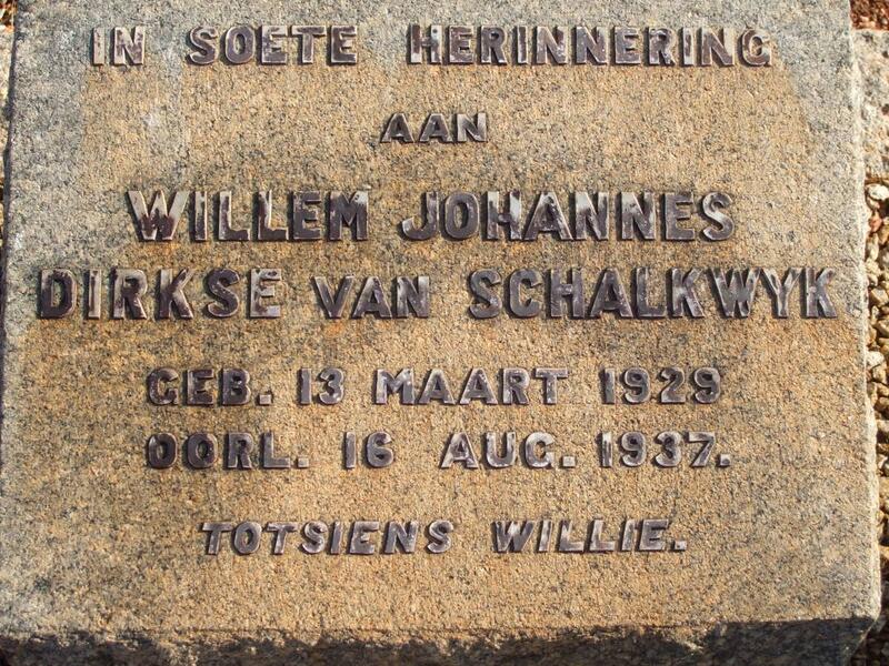 SCHALKWYK Willem Johannes, Dirkse van 1929-1937