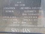 SNYMAN Johannes Petus 1875-1938 & Jacomina Johanna CONRADIE 1879-1970