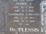 PLESSIS Petrus J., du 1871-1960 & Magdalena J. MULLER 1871-1938