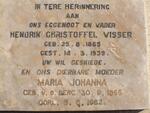 VISSER Hendrik Christoffel 1865-1939 & Maria Johanna V.D. BERG 1865-1962