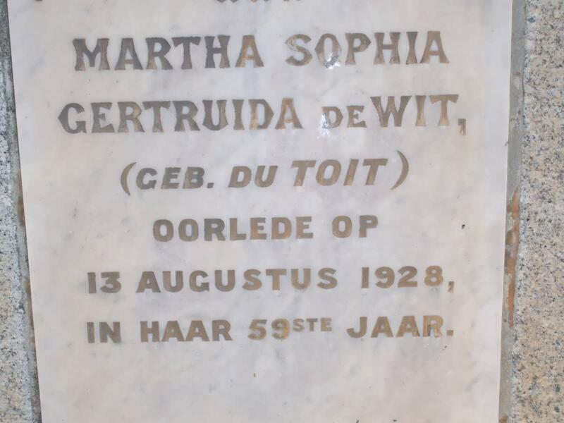 WIT Martha Sophia Gertruida, de nee DU TOIT -1928