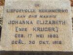 ROUX Johanna Elizabeth nee KRUGER 1883-1918
