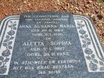 PIENAAR Anna Susanna Maria 1862-1920 :: PIENAAR Aletta Sophia 1867-1953