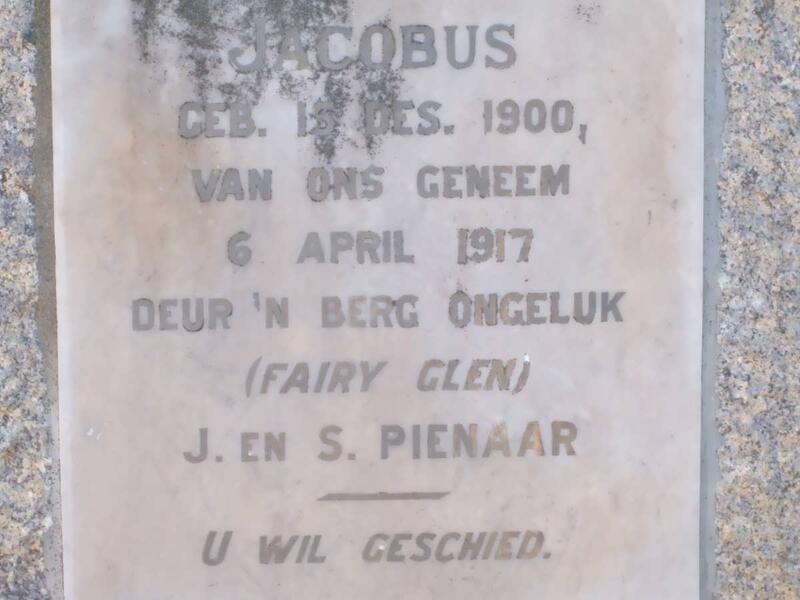 PIENAAR Jacobus 1900-1917