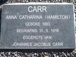 CARR Anna Catharina nee HAMILTON 1883-1916