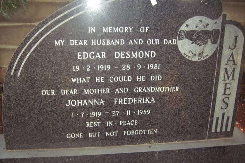 JAMES Edgar Desmond 1919-1981 & Johanna Frederika 1919-1989
