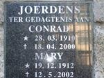 JOERDENS Conrad 1910-2000 & Mary 1912-2002
